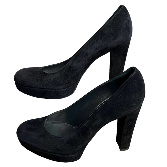 Stuart Weitzman Black Suede Skyhigh Platform Pumps Womens 9 Med - Picture 2 of 10
